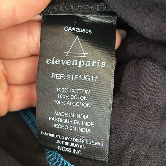 NWT Eleven Paris Men’s Exposed Seam Fleece Joggers Black W/Dresden Blue size S - Picture 13 of 13